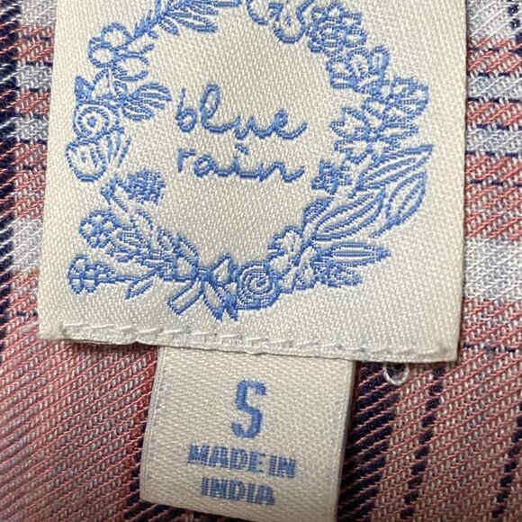 Blue Rain long sleeve mauve, navy & white plaid, button down shirt, size S - Picture 8 of 10